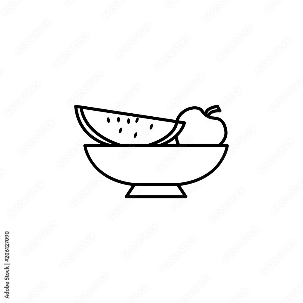 Poster fruit in a plate icon. element of food icon for mobile concept and web apps. thin line fruit in a pl