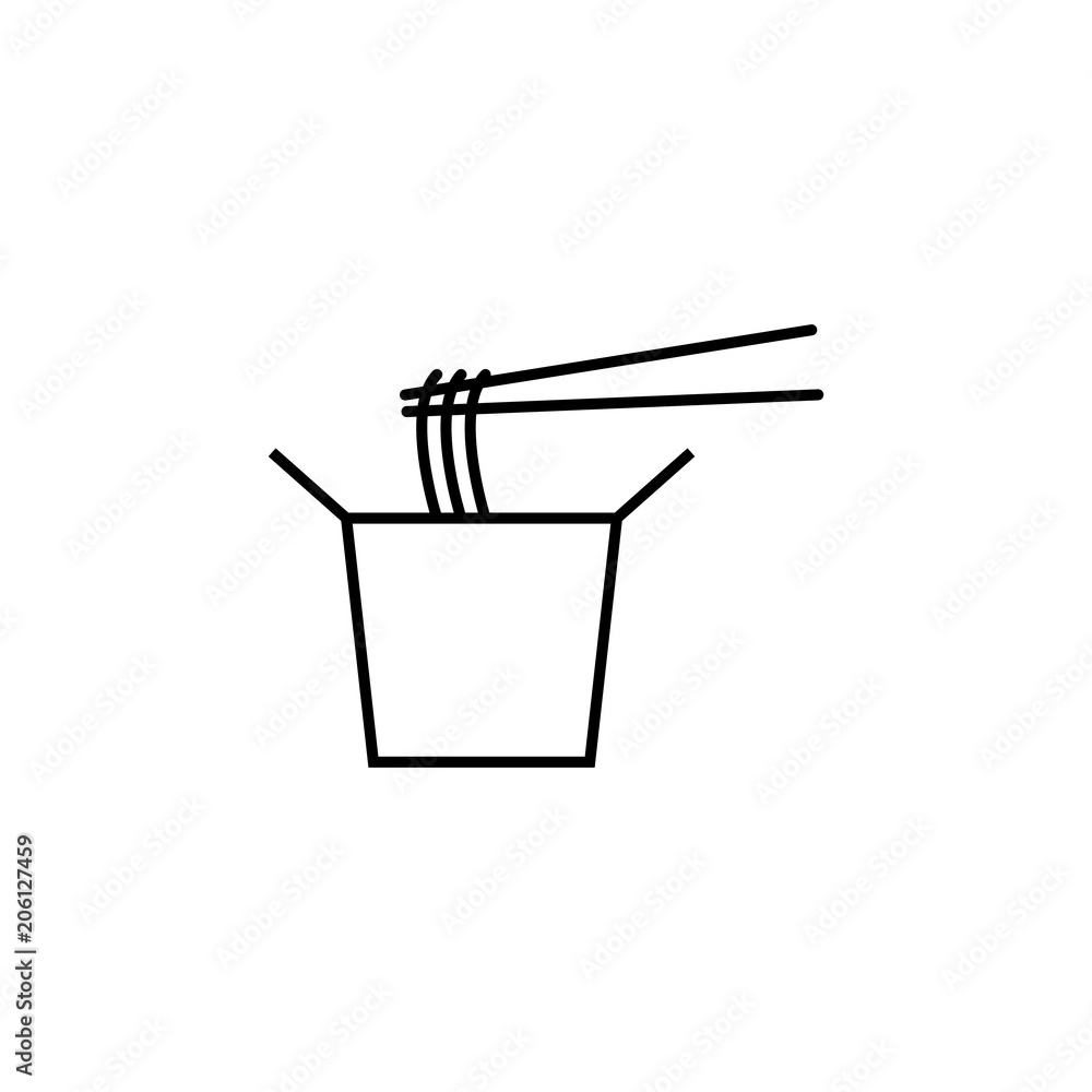 Poster fast food noodles icon. element of food icon for mobile concept and web apps. thin line fast food no