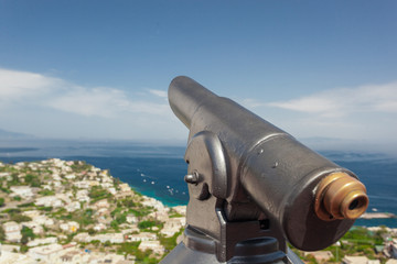 Telescope for Tourists on the scenic Capri Island in Italy