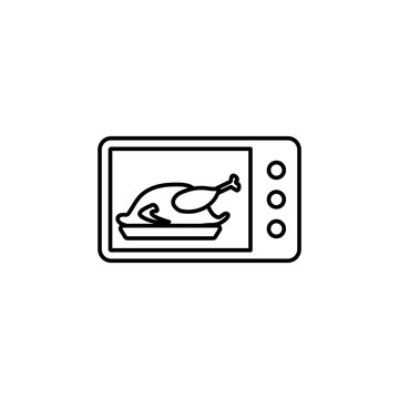 chicken in microline icon. Element of food icon for mobile concept and web apps. Thin line chicken in microline icon can be used for web and mobile