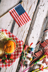 Summer: Summertime Patriotic Party Background With Fireworks