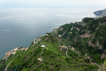 Aerial View of the Amalfi Coast in Ravello, Italy