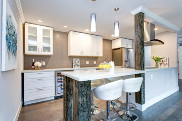 White small kitchen in modern apartment.