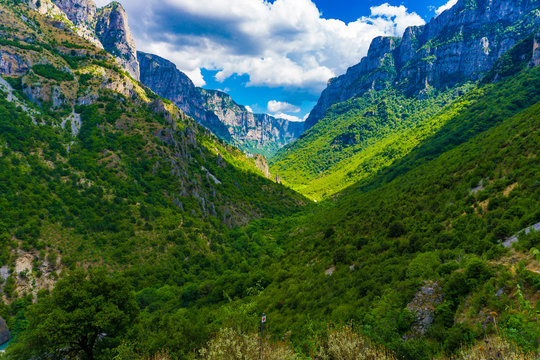 Vikos Gorge in Epirus, Greece. The deepest canyon of the world (1100 meters)