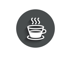 Coffee and Tea simple icon. Hot drink sign. Fresh beverage symbol. Circle flat button with shadow. Vector