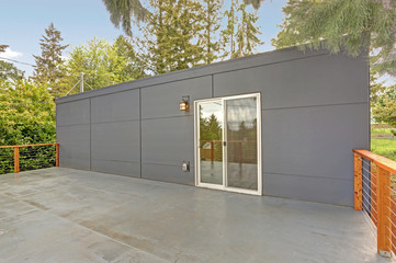 Home exterior with wet deck