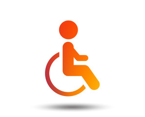 Disabled sign icon. Human on wheelchair symbol. Handicapped invalid sign. Blurred gradient design element. Vivid graphic flat icon. Vector