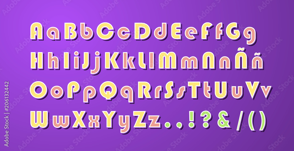 Poster high quality modern festive alphabet on color background . isolated vector elements
