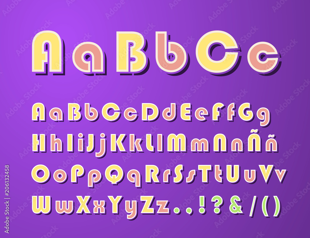 Poster high quality modern festive alphabet on color background . isolated vector elements