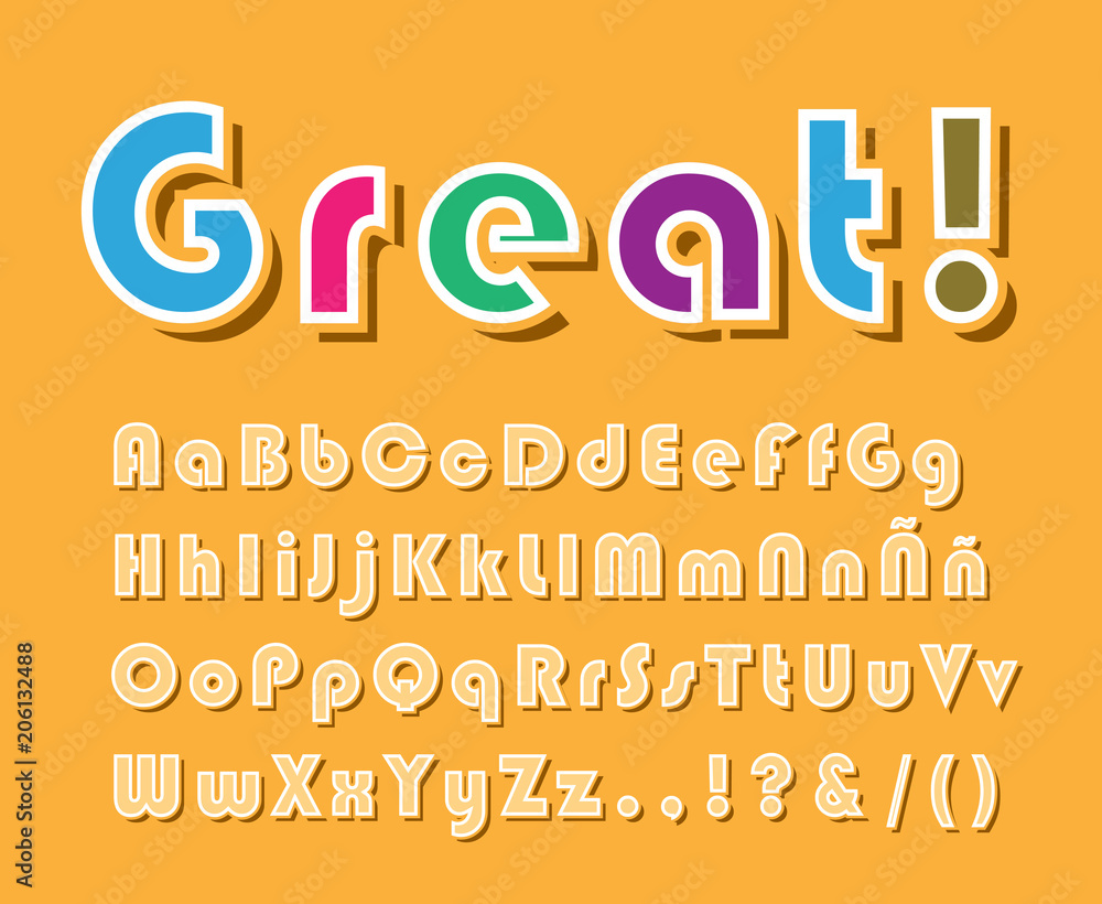 Poster high quality modern festive alphabet on color background . isolated vector elements