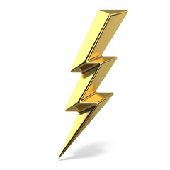 Golden lightning triple symbol one side sharp 3D
