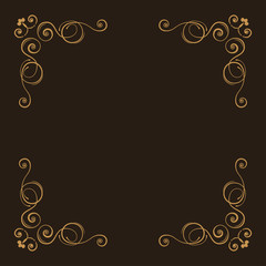 Decorative corners. Swirly filigree borders set. Ornate flourish corners. Greeting card, Wedding invitation, Save the date card. Vector.