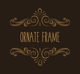 Ornate frame. Decorative page divider. Flourish pattern. Swirl. Wedding invitation, Greeting card design. Vector.