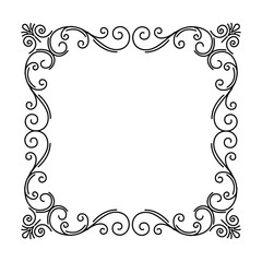 Ornate flourish frame. Decorative divider. Greeting card with typographic design, calligraphy swirls, swashes. Retro invitations and royal certificates. Vector.