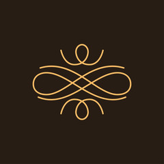 Ornamental filigree design element. Book decor. Page decoration, divider, border. Scroll, Swirls. Vector.