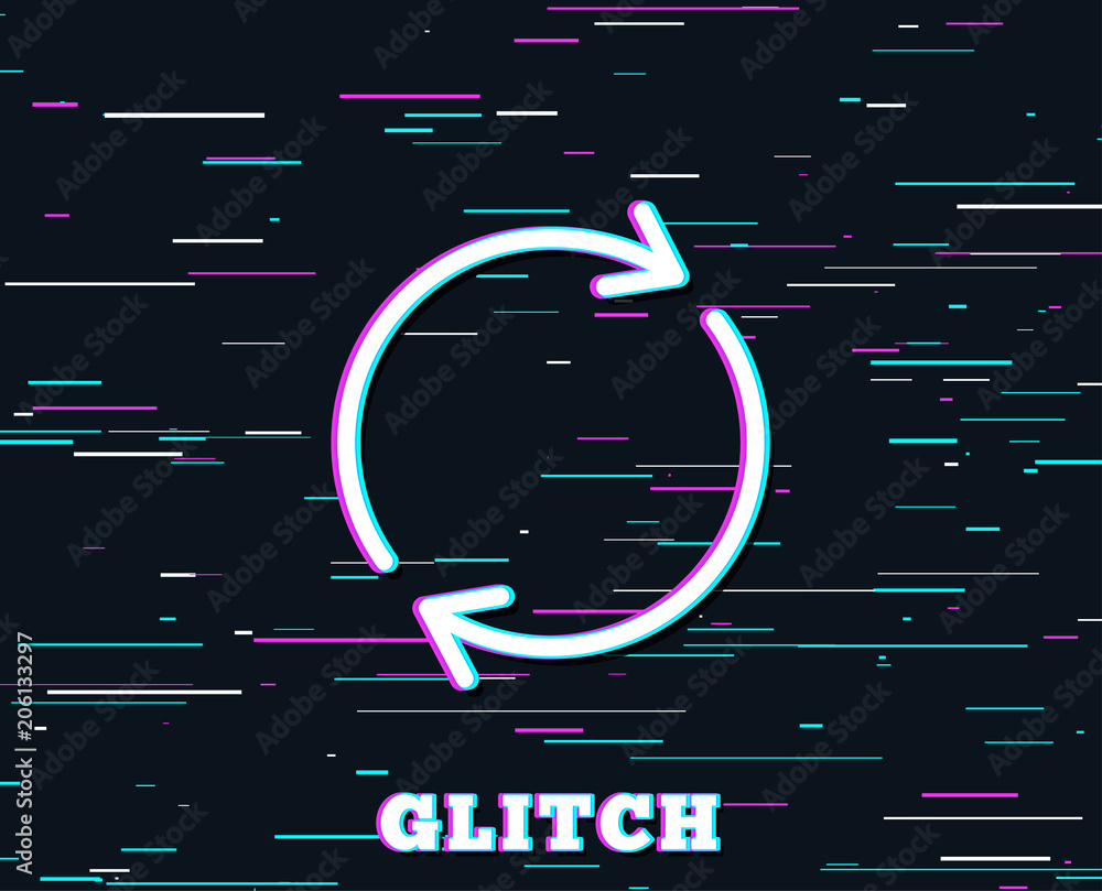 Aufkleber glitch effect. refresh line icon. rotation arrow sign. reset or reload symbol. background with color