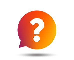 Question mark sign icon. Help speech bubble symbol. FAQ sign. Blurred gradient design element. Vivid graphic flat icon. Vector