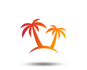Fototapeta na wymiar Palm Tree sign icon. Travel trip symbol. Blurred gradient design element. Vivid graphic flat icon. Vector