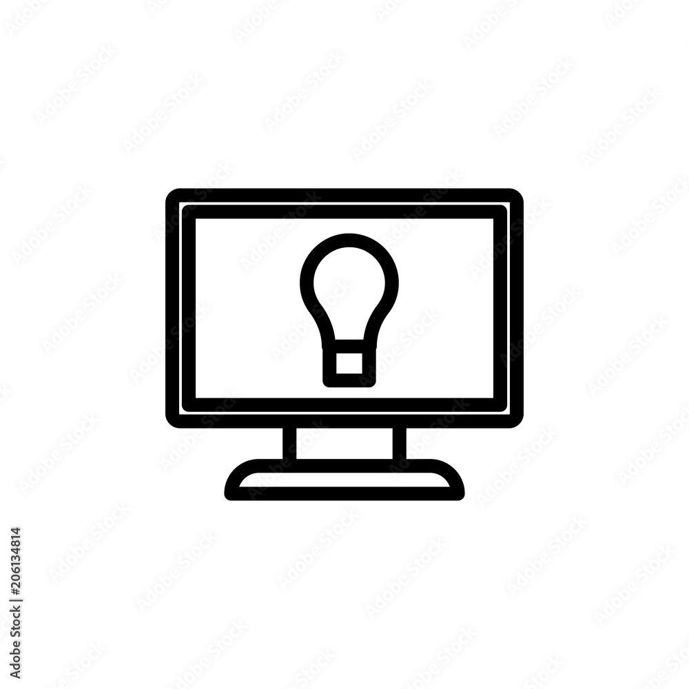 Aufkleber bulb on the monitor icon. element of science icon for mobile concept and web apps. thin line bulb on
