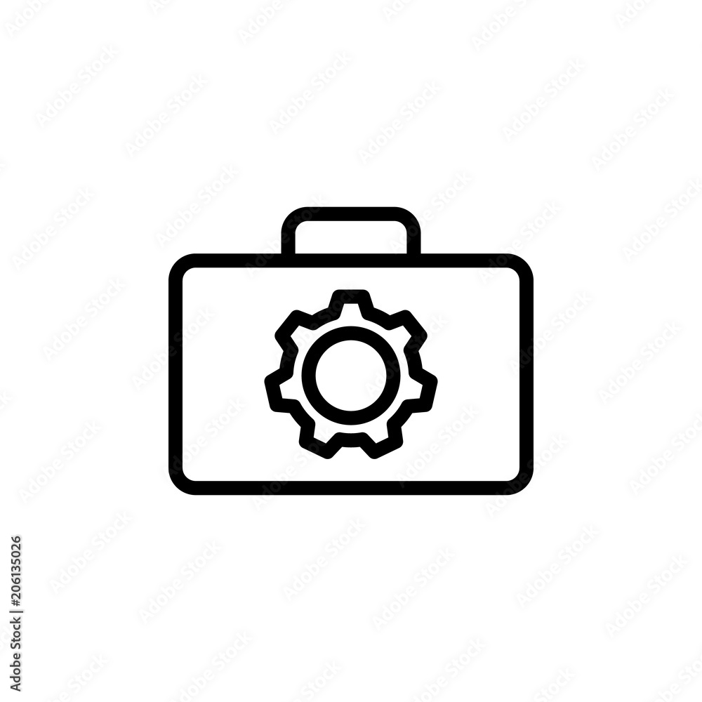Poster a suitcase with a mechanism icon. element of science icon for mobile concept and web apps. thin line