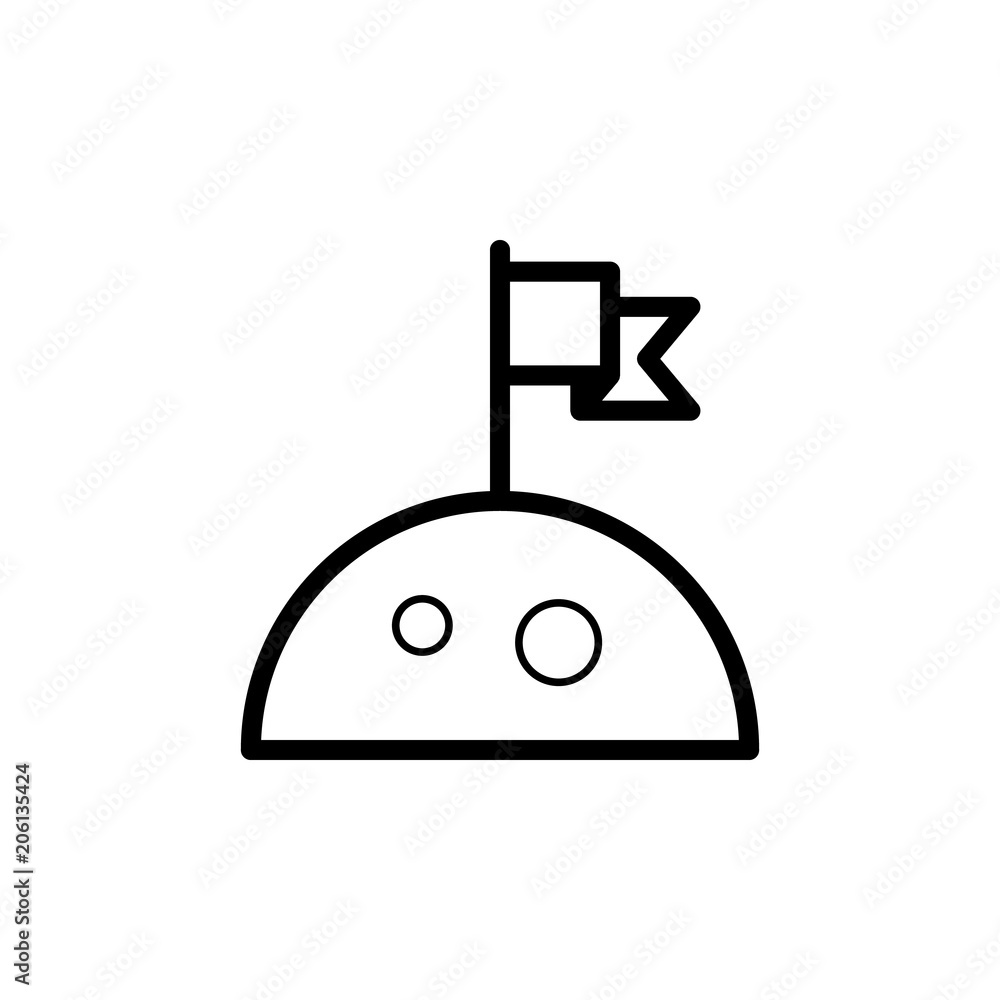 Aufkleber flag on the moon icon. element of science icon for mobile concept and web apps. thin line flag on th