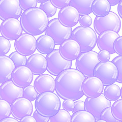 Seamless pattern with soap bubbles, realistic bubbles background, purple blob wallpaper, vector illustration