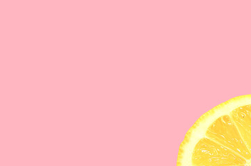 Blank pink background with one slice of lemon