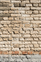 texture of the old wall of brick blocks, scattered brick and brickwork, architecture abstract background