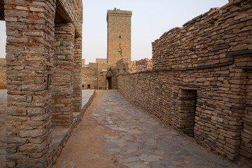 iew at historic bricked mosque at world hertiage site Tichitt, Mauritania
