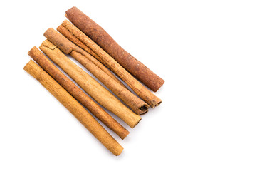 cinnamon on white background