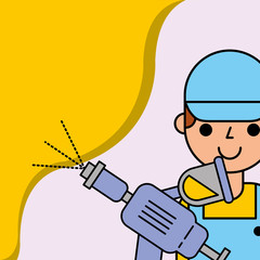 worker car service painting sprayer vector illustration