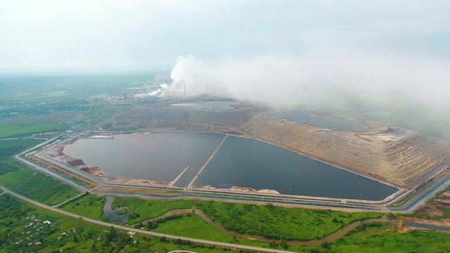 Aerial view ofIndustrial view at oil refinery plant form industry zone. Achinsk Alumina Combine 4k
