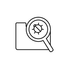 beetle under the folder magnifier icon. Element of cyber security icon for mobile concept and web apps. Thin line beetle under the folder magnifier icon for web and mobile on white background