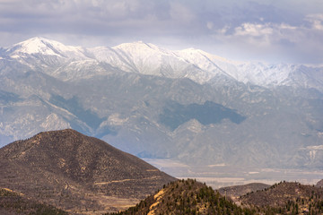 Beijing, China - April 28, 2010: Great Wall of China at Badaling. wide shot of the tall mountain...