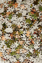 top view of jigsaw puzzle pieces background
