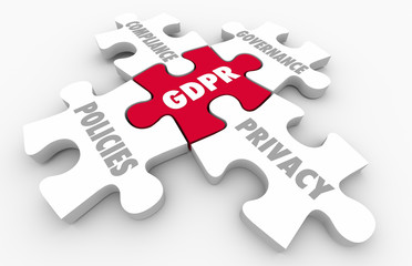 Fototapeta premium GDPR Privacy Policies Compliance Governance Puzzle 3d Illustration