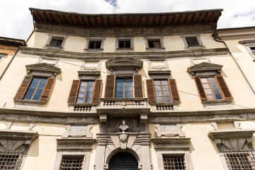 bottom view of old house in european city, Pisa, Italy