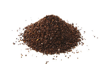 Heap of fine grinding coffee powder isolated on the white background