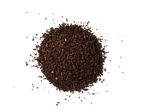 Heap of fine grinding coffee powder isolated on the white background