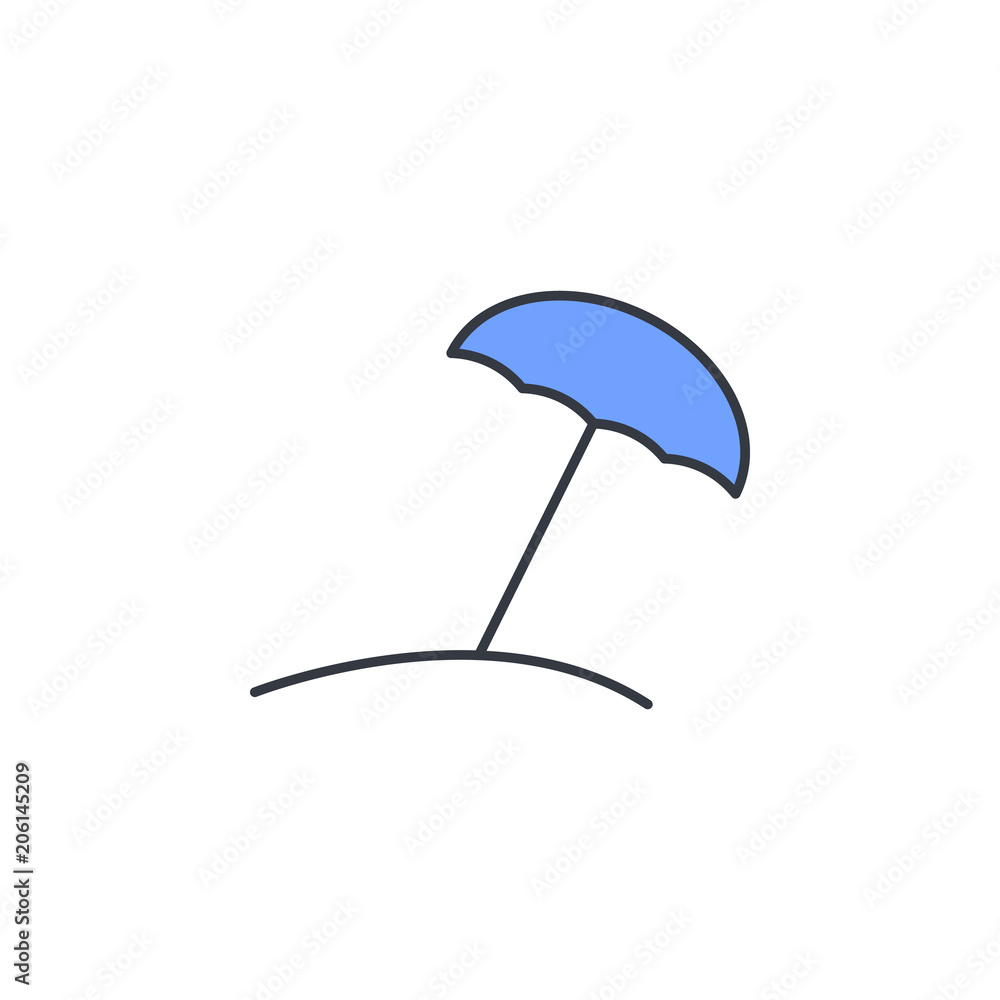 Poster beach umbrella icon. element of web icon with one color for mobile concept and web apps. thin line b