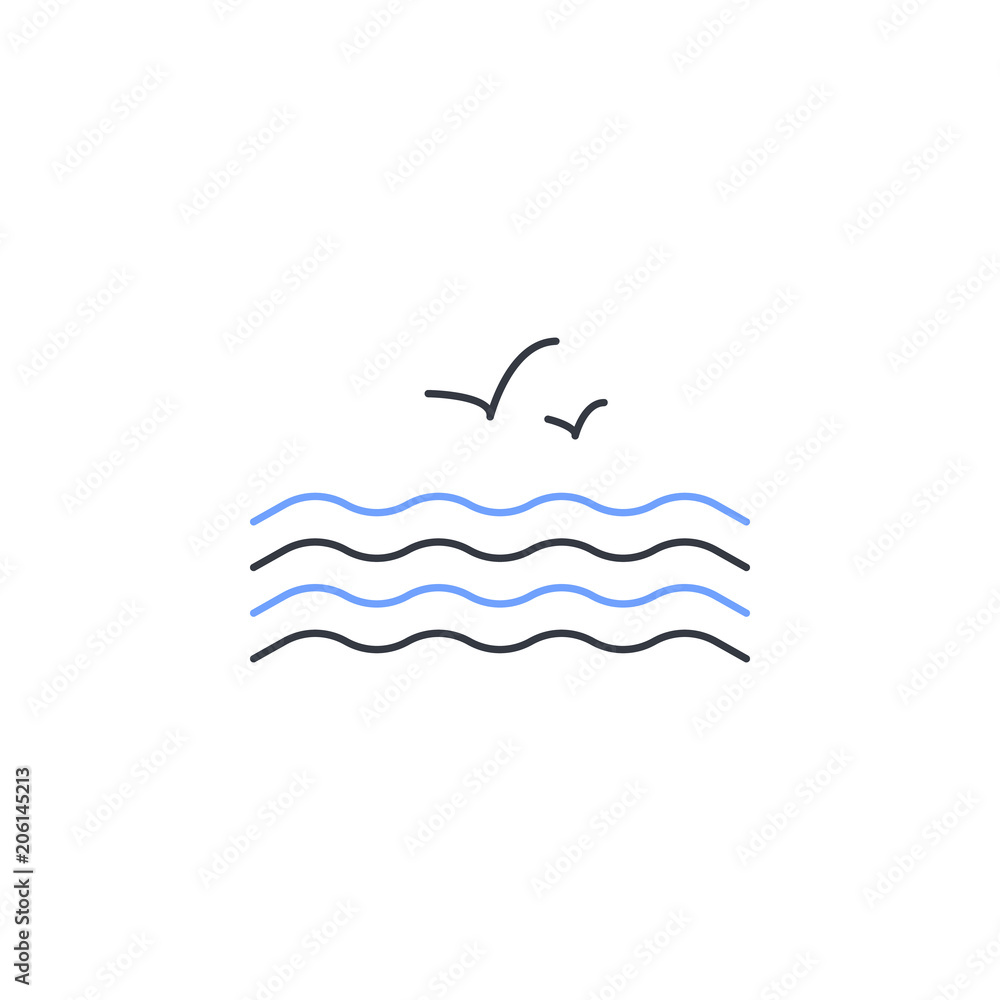 Poster gulls on the sea icon. element of web icon with one color for mobile concept and web apps. thin line