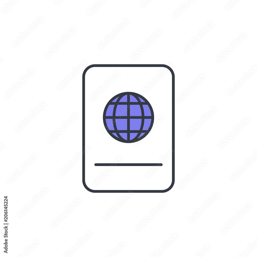 Aufkleber passport icon. element of web icon with one color for mobile concept and web apps. thin line passpor