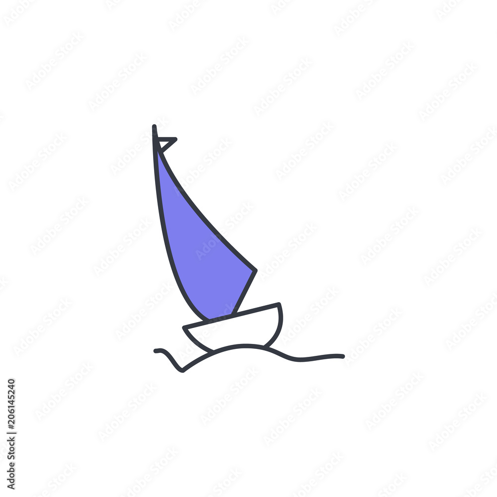 Poster sailboat icon. element of web icon with one color for mobile concept and web apps. thin line sailboa