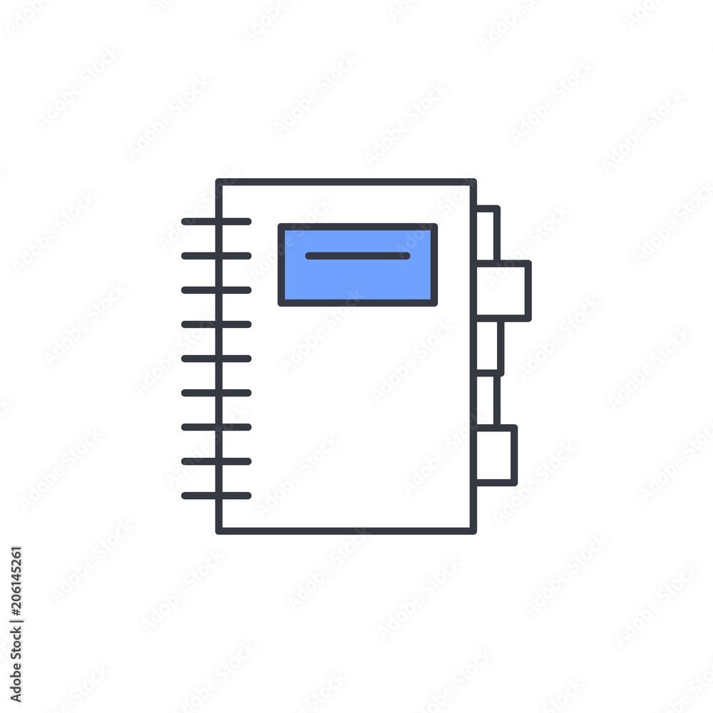Aufkleber the address book icon. element of web icon with one color for mobile concept and web apps. thin line