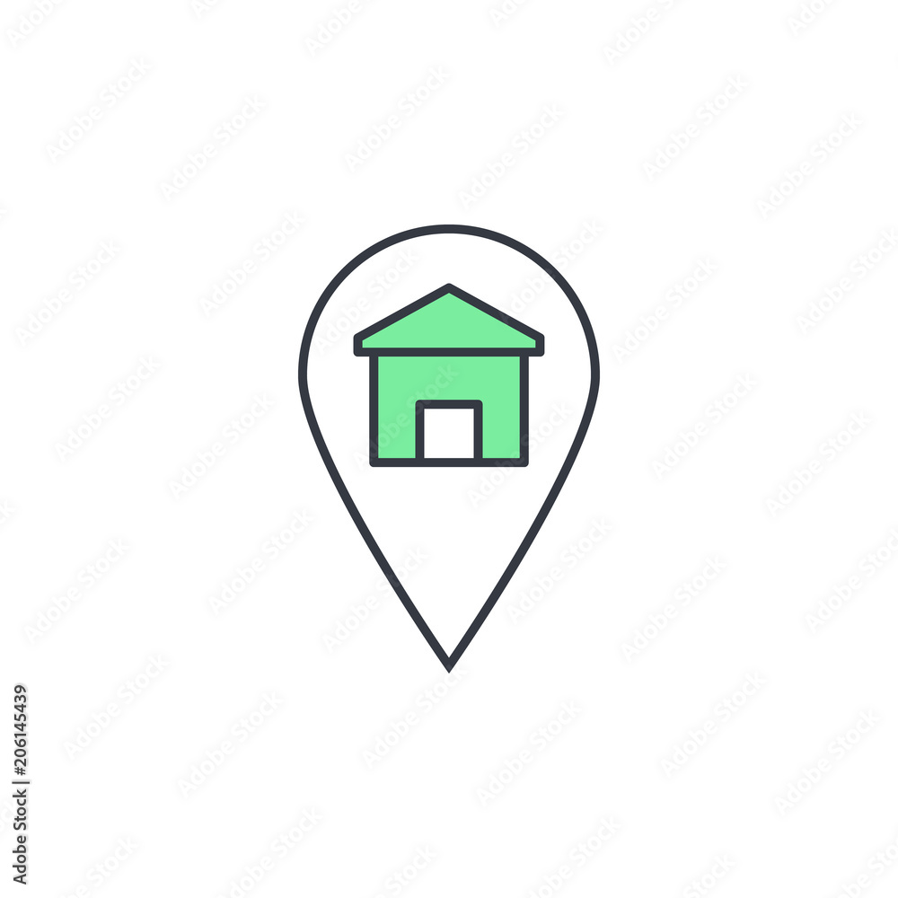 Poster home destination icon. element of web icon with one color for mobile concept and web apps. thin line