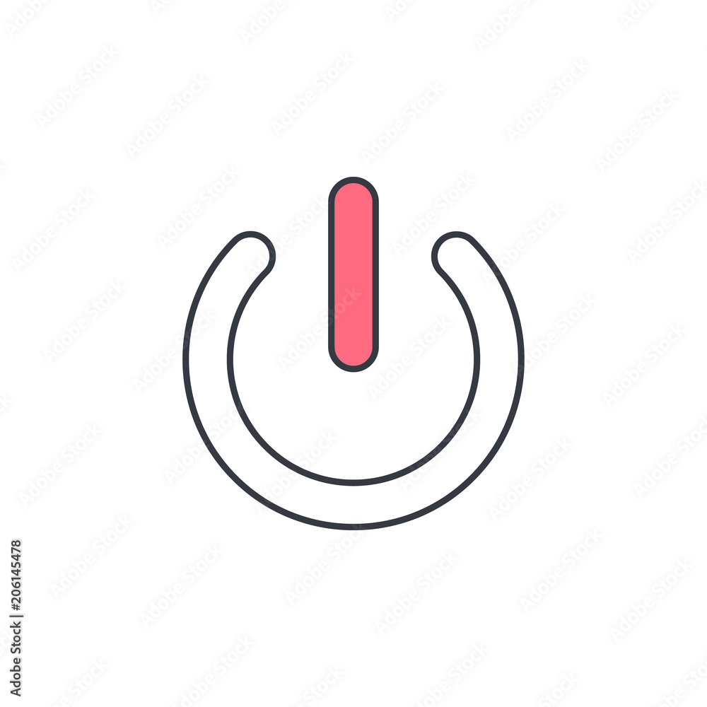 Aufkleber power button icon. element of web icon with one color for mobile concept and web apps. thin line pow
