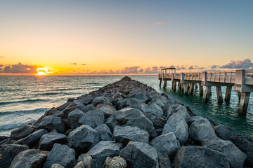 Sunrise over the Miami Beach Jetty