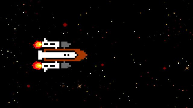 Shuttle Flying in Space in Arcade Game Style