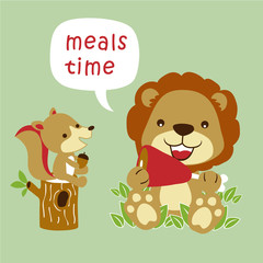 Animals cartoon meals time. Eps 10