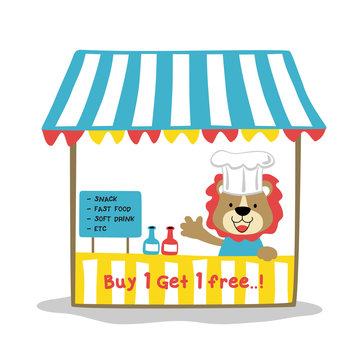lion chef selling fast food stand clip art preview